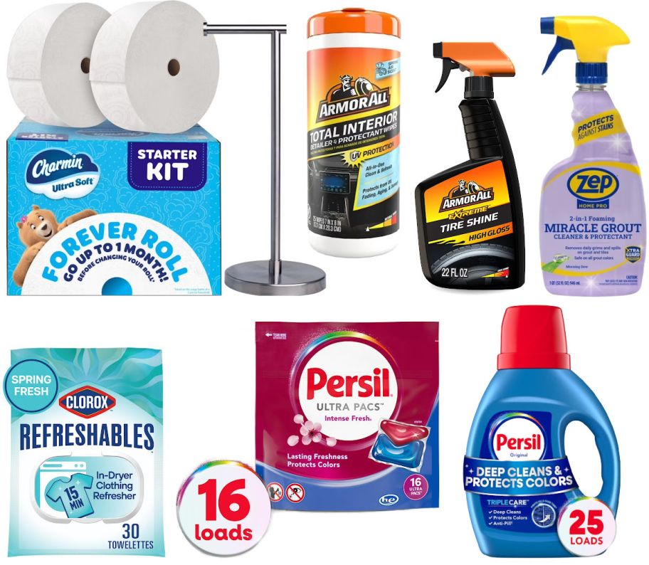7 household items on a white background
