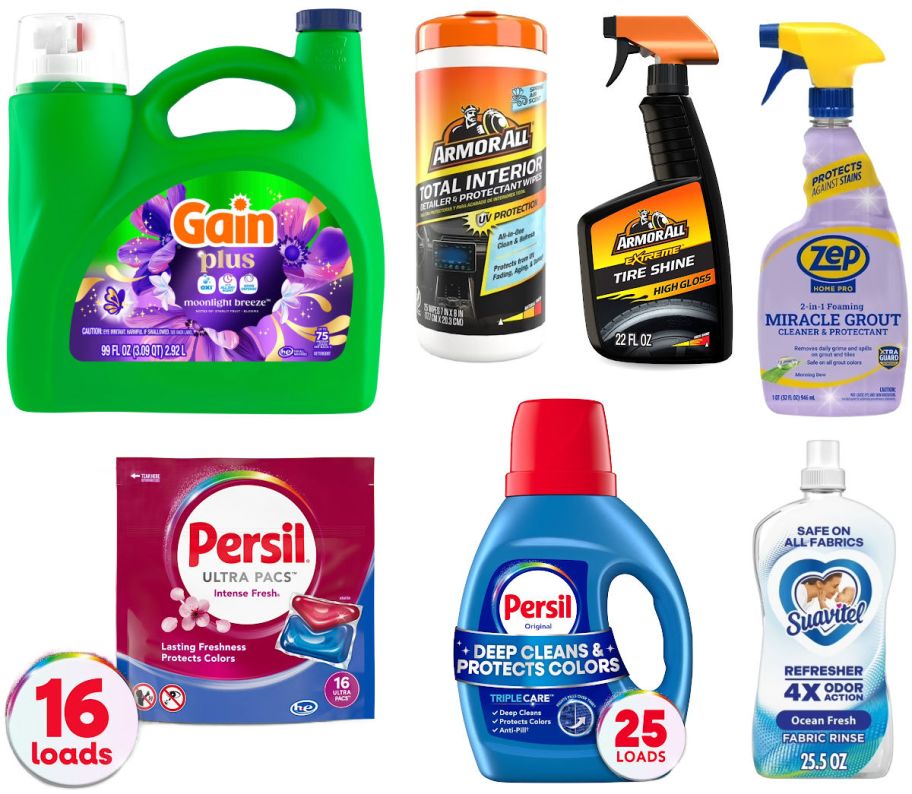 7 household items on a white background
