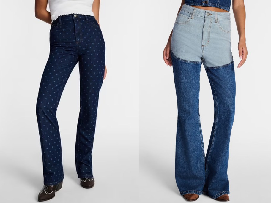 women wearing blue jeans 