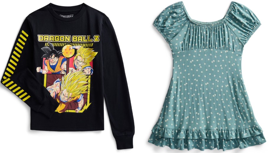 dragonball z shirt and green dress 