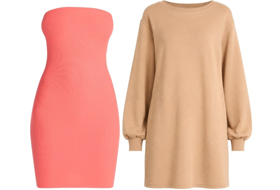 womens tube dress and maternity sweatshirt