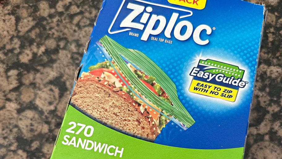 ziploc bags box on table