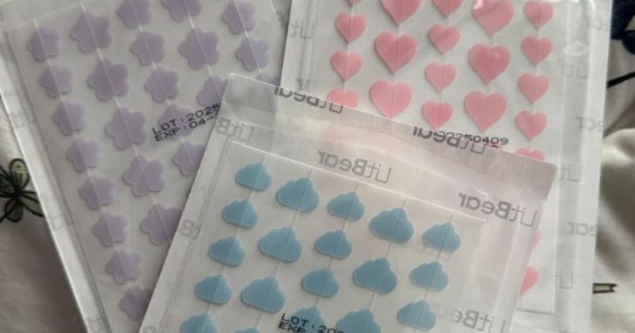 Sheets of cute shaped pimple patches