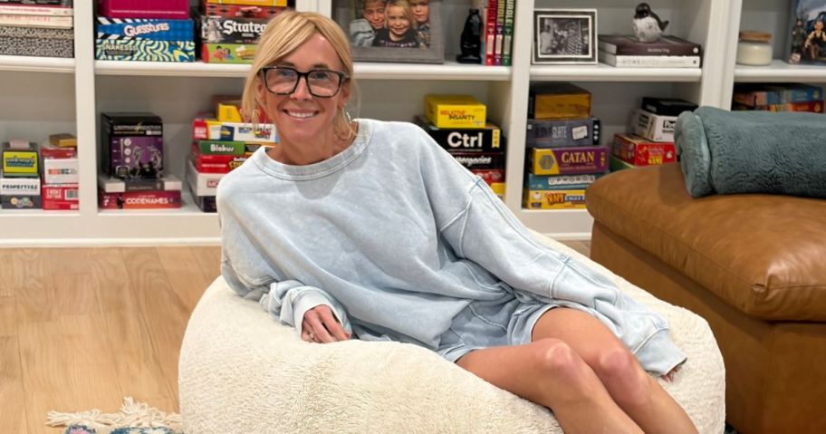 collin sitting on bean bag and wearing Aerie Go-To Sweatshirt&nbsp;