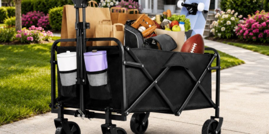 Heavy Duty Collapsible Wagon Only $16.70 Shipped (Great for Groceries & Beach Gear)