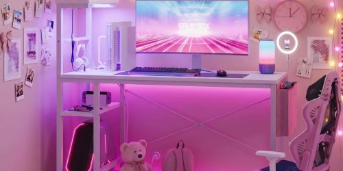 Gaming Desks w/ Built-In LED Lights & Outlets Just $68.96 Shipped