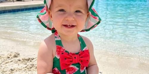 Baby & Toddler Girls Swimsuit w/ Matching Hat Under $8 on Amazon (Reg. $15)