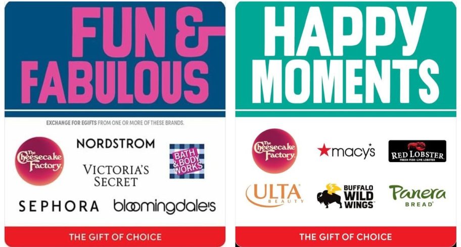 Stock images of two One4All gift cards