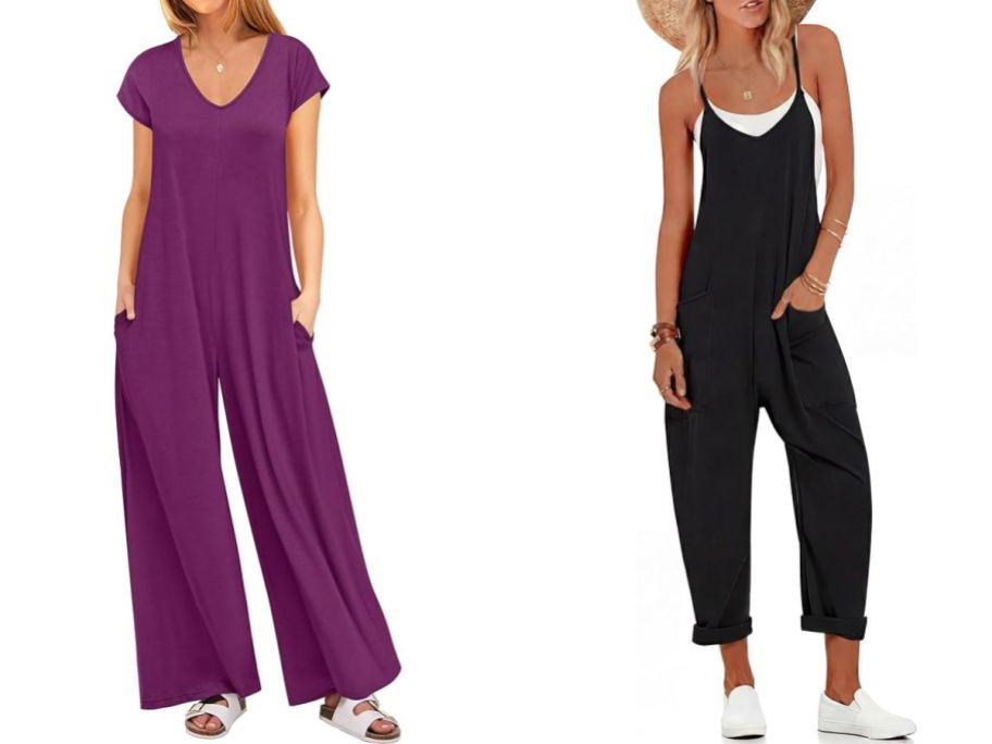 Stock images of two women wearing rompers from Amazon