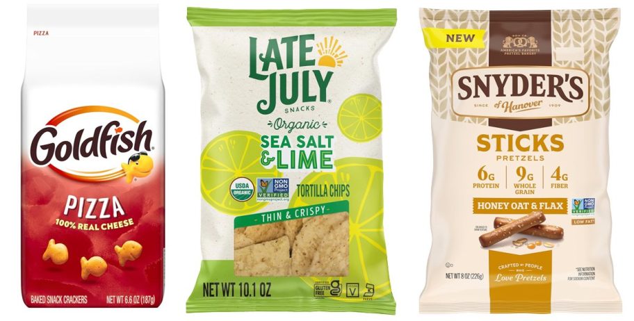Amazon Snack Offer with Goldfish, Late July Chips, and Snyder's Pretzels