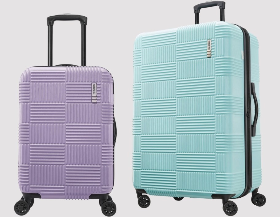 american tourister luggage in 2 different colors and 2 different sizes