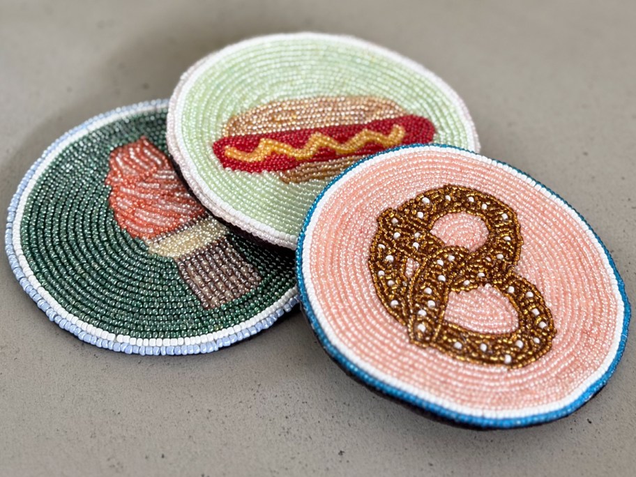 food themed beaded costers