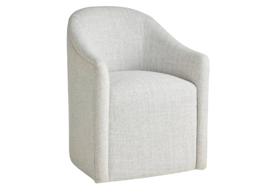 stock photo of a white upholstered dining chair