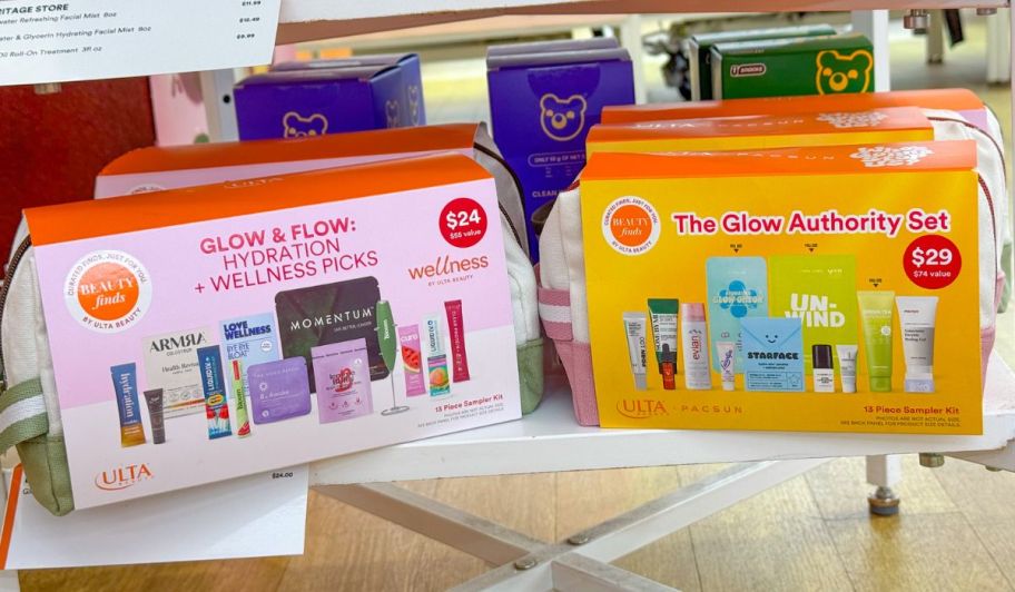 ULTA Beauty finds beauty kit and glow set kit on top of a shelf