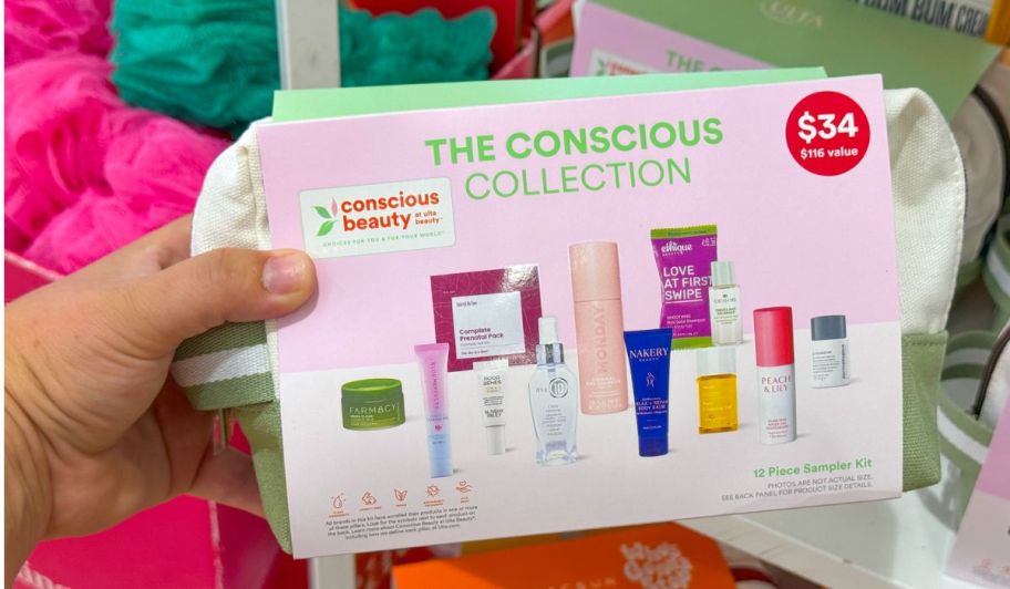 hand holding Beauty finds conscious collection