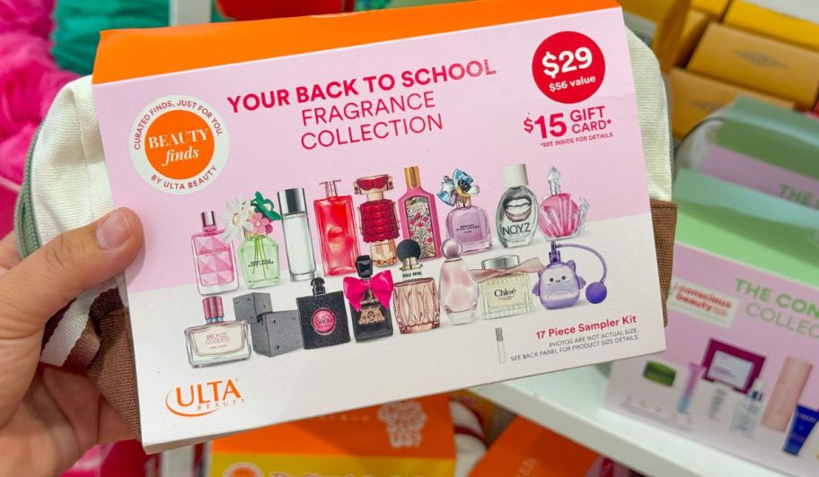 hand holding Beauty finds fragrance collection