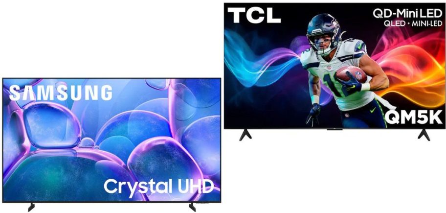 Stock images of Samsung and TCL Smart TVS