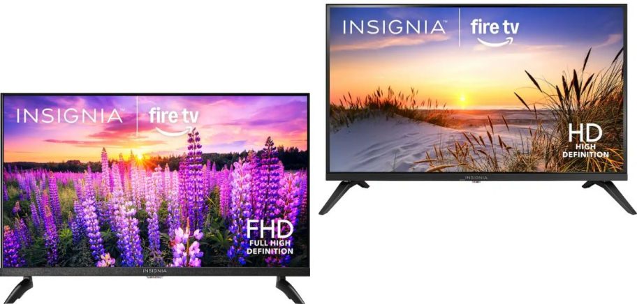 Stock images of two Insignia Smart Tvs
