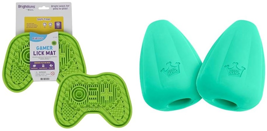 Brightkins Gamer Lick Mat and Chew King Premium Treat Dispensing XL Dog Toy 2-Pack