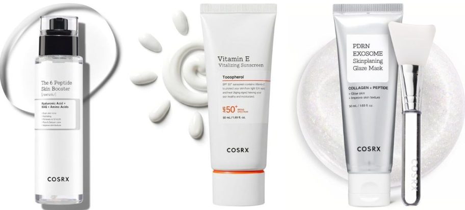 Stock images of three COSRX skincare items