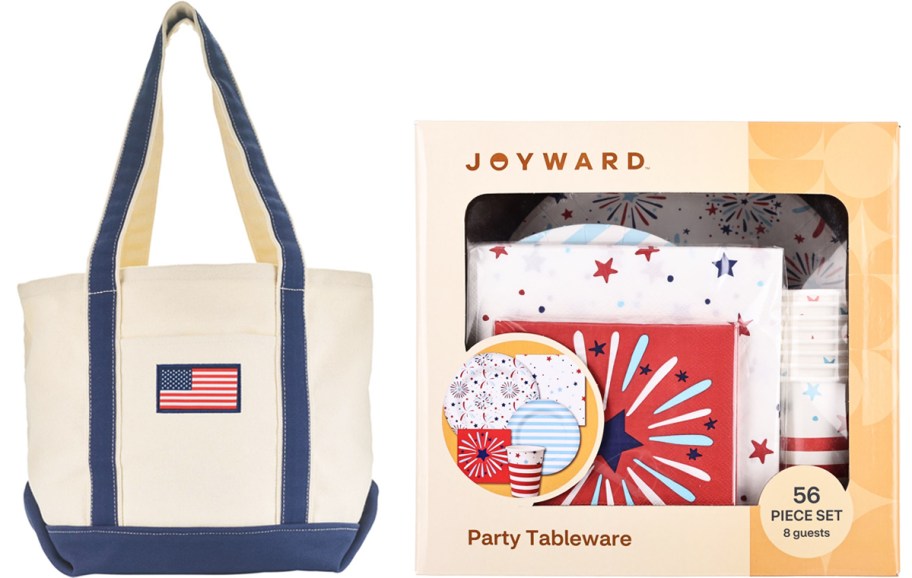 canvas tote bag and americana tableware set