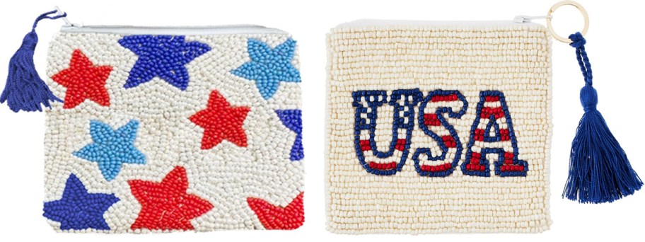 star and USA themed beaded pouches
