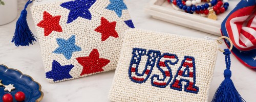 star and USA themed beaded pouches