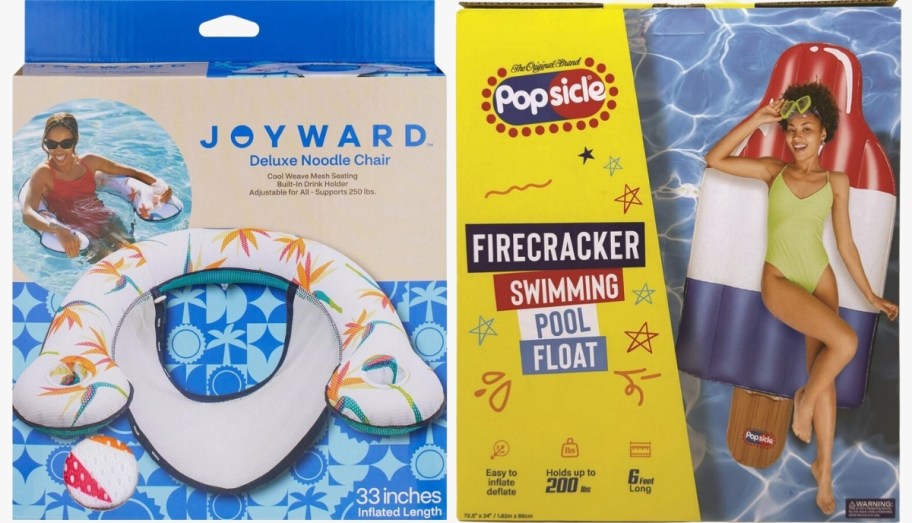 apool noodle char and popsicle shaped pool float