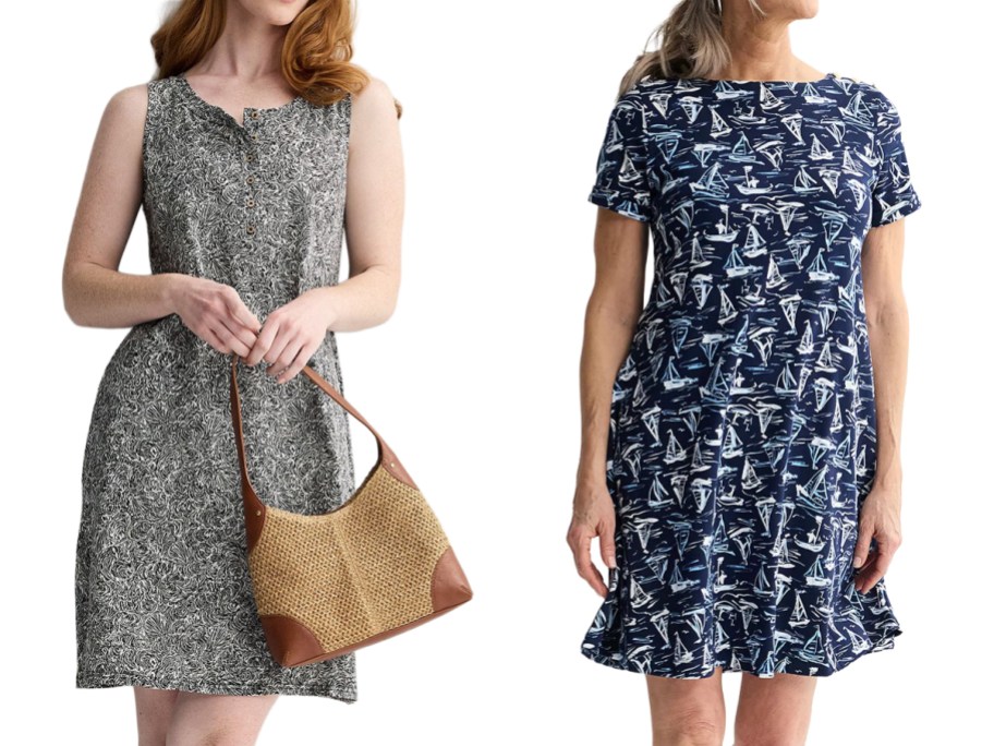 Croft & Barrow Women's Knit Henley Dress and Buttoned Shoulder T-Shirt Dress
