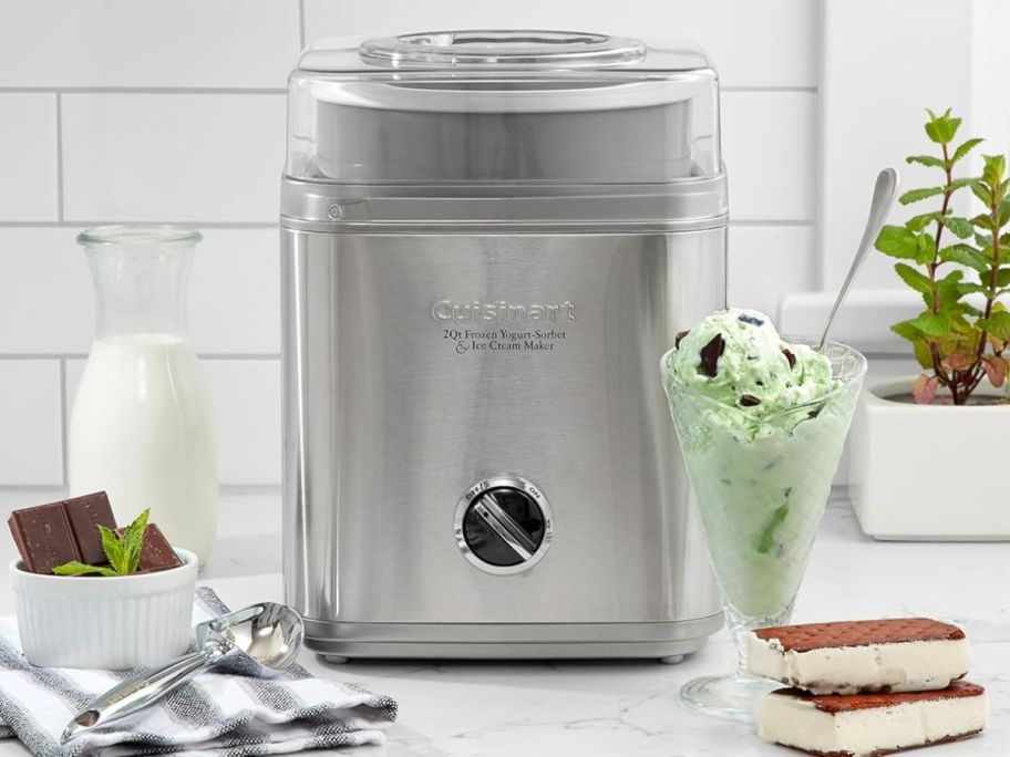 Cuisinart Ice Cream Maker Machine on top of the table