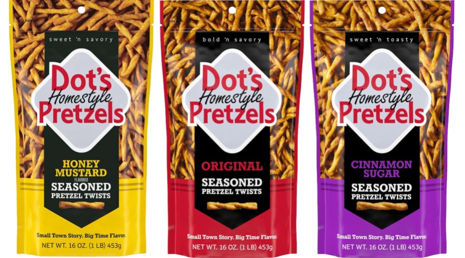 3 bags of Dot's Pretzels