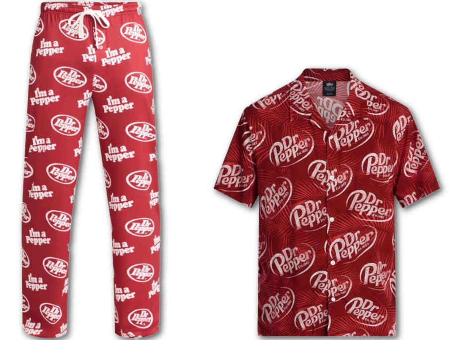 Stock images of Dr Pepper Sleep pants and resort tee