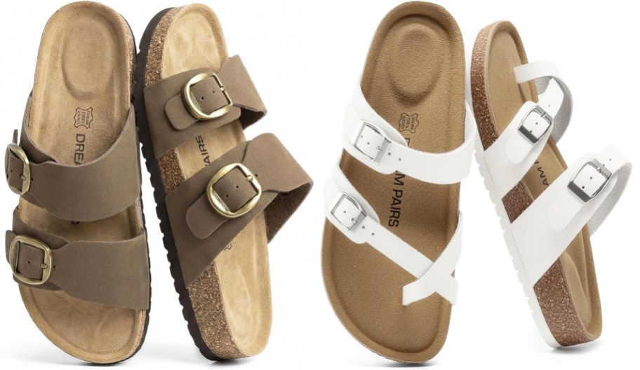 Two pairs of cork footbed sandals