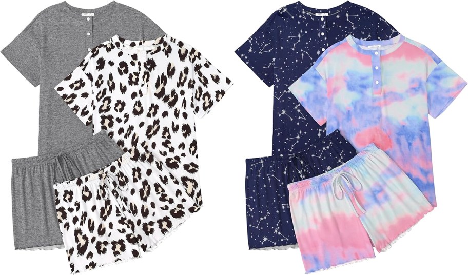 2-pack sets of pajama tops and shorts