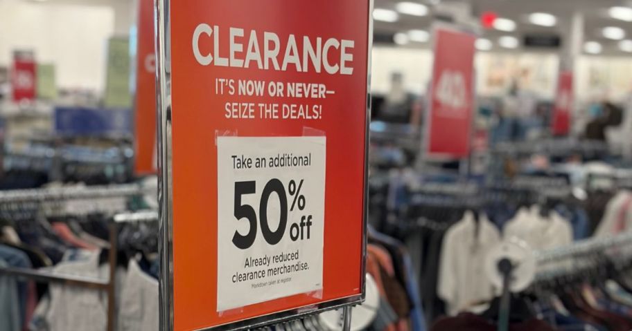 clearance sign in kohls store