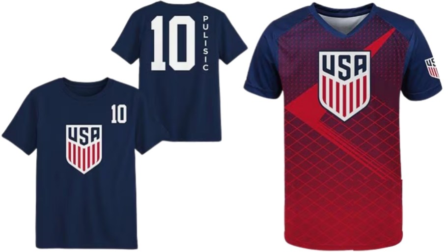 boy us soccer federation tee and team usa jersey