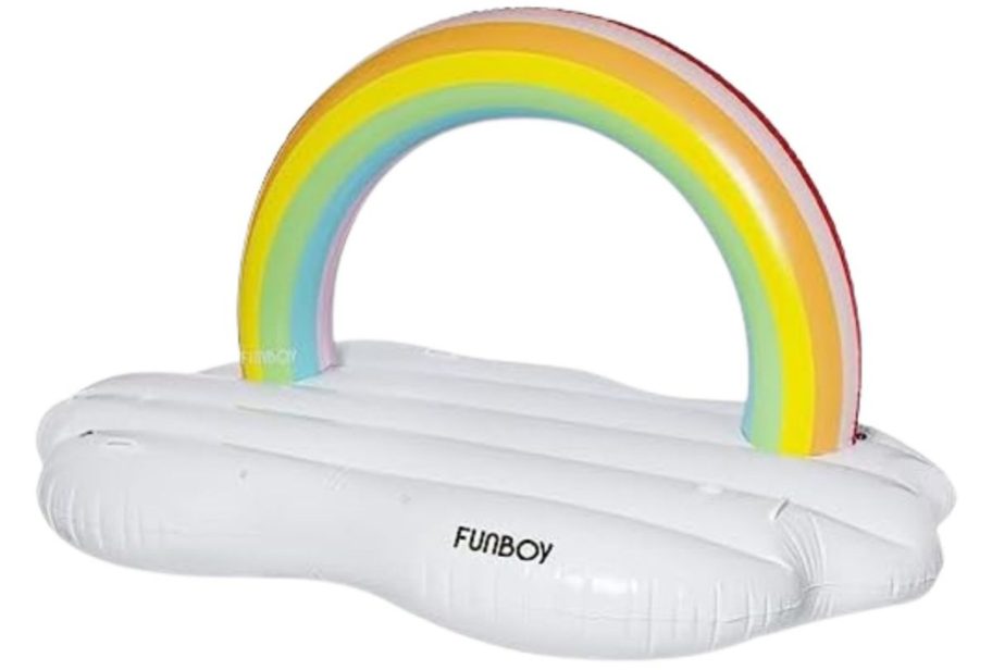 FUNBOY Giant Inflatable Luxury Rainbow Cloud Island Daybed Pool Float