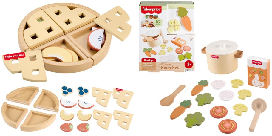 Fisher-Price Wood&nbsp;16-Piece Fruit Pie Puzzle and Fisher-Price Wood 16-Piece Veggie Soup Playset