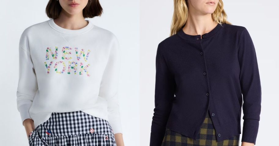 Stock images of two women wearing free assembly tops