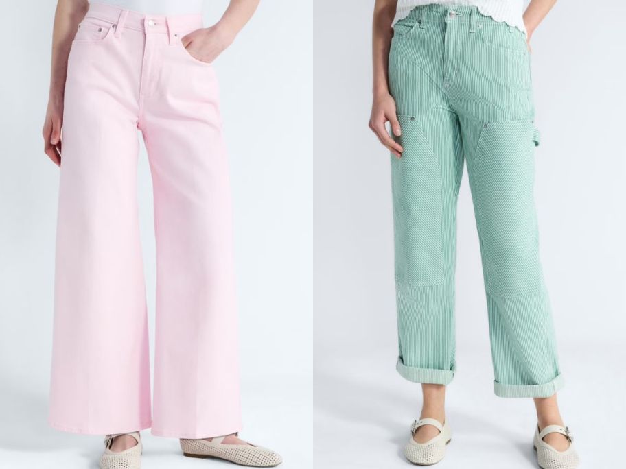 Stock images of two women wearing free assembly pants