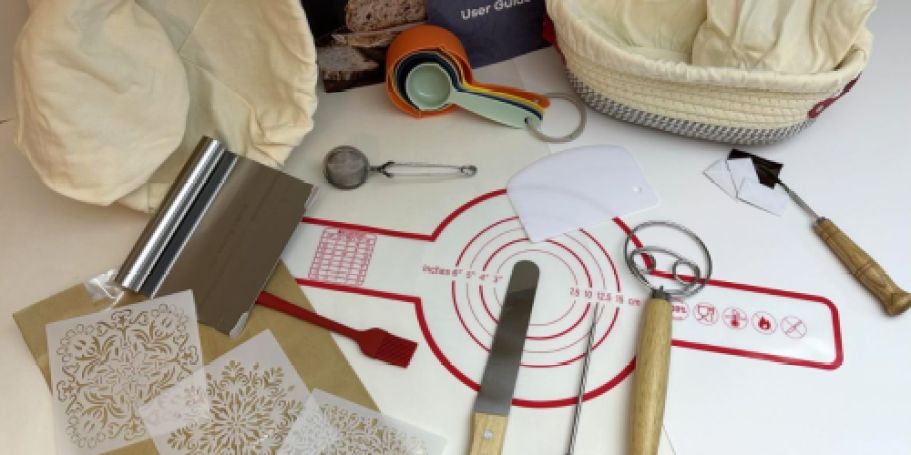 HUGE Sourdough Proofing Kit Just $19.99 Shipped on Amazon | Bannetons, Bread Sling, Whisk & More