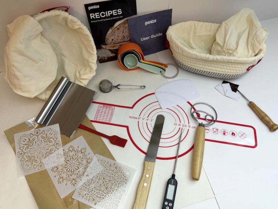 HUGE Sourdough Proofing Kit Just $19.99 Shipped on Amazon | Bannetons, Bread Sling, Whisk & More
