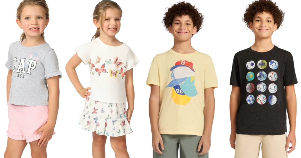 Little boy and girl wearing gap clothing