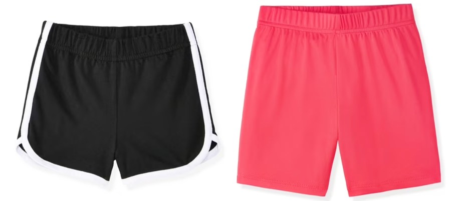 black and red pairs of shorts