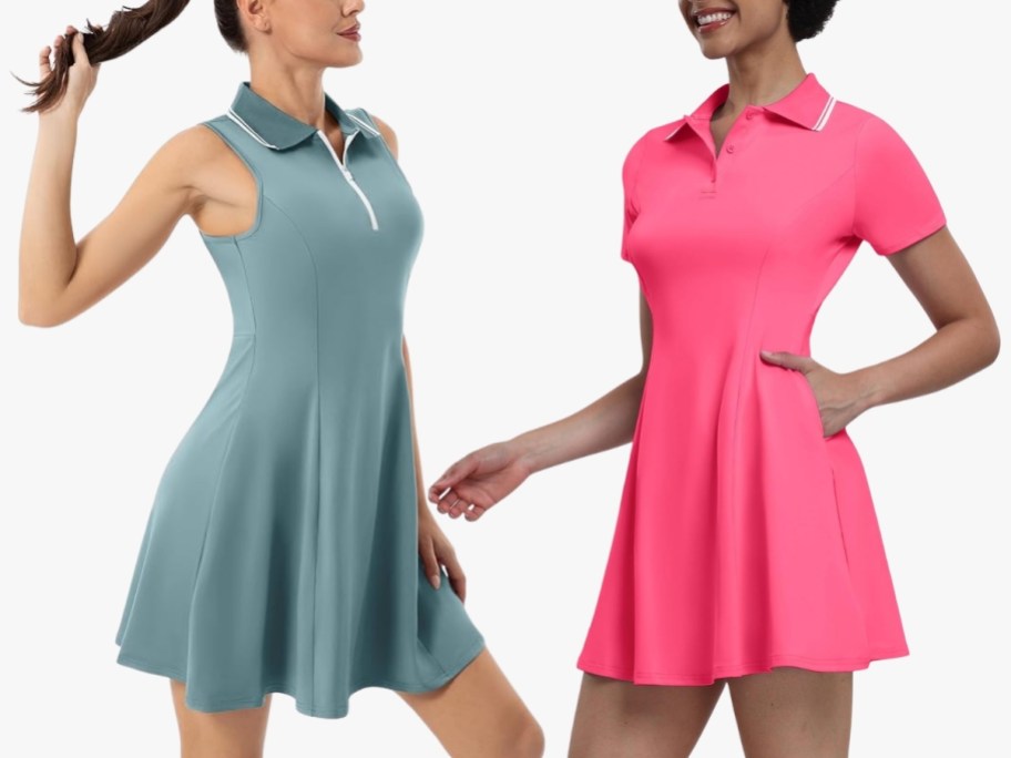 2 women in different styles of athletic dresses