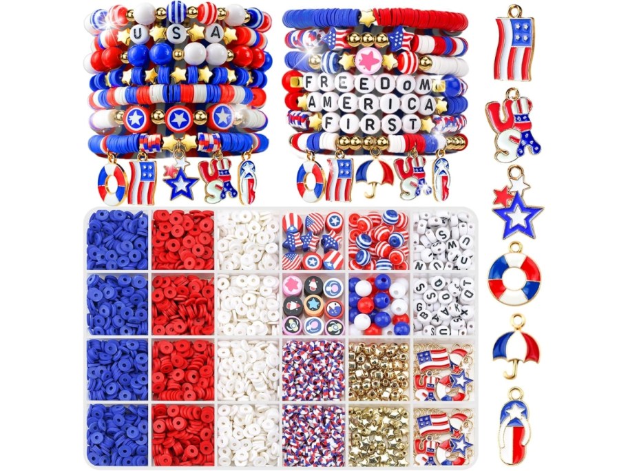 stock image of gionlion 4th of july themed bracelet making kit