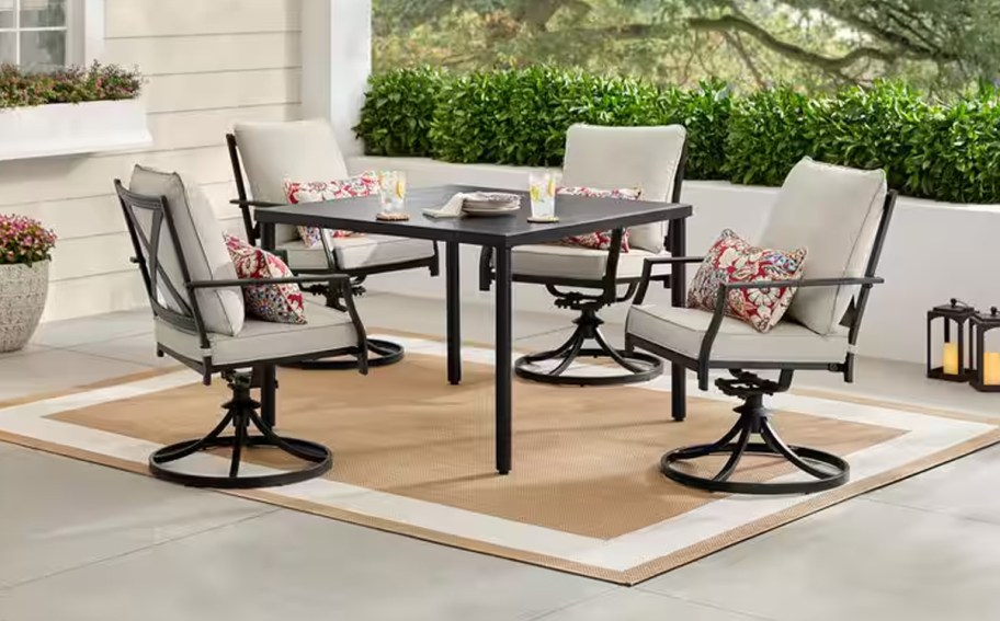 Hampton Bay Cookson Black 5-Piece Metal Outdoor Dining Set w: Cushions