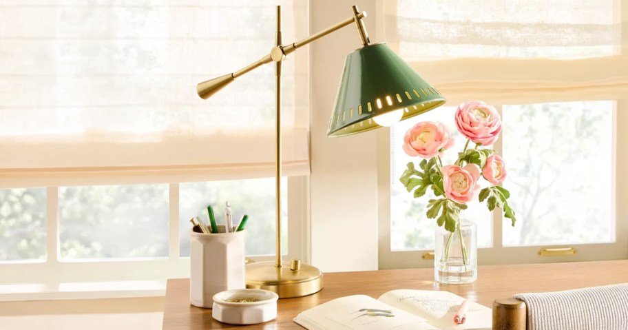 Hearth & Hand Hinge Desk Table Lamp Green:Brass