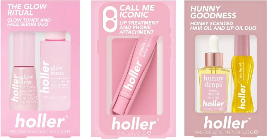 three beauty gift sets in a row