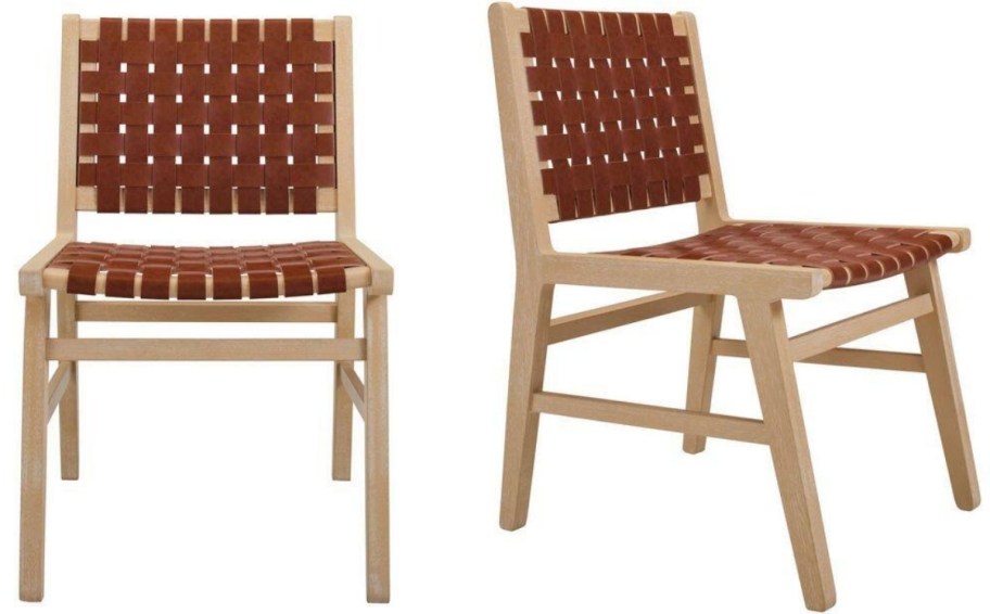 set of 2 wooden dining chairs